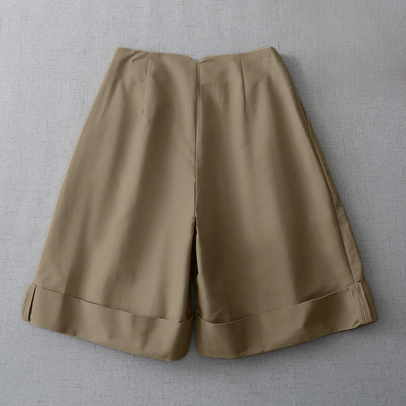 Buddha Stones Pantaloncini da donna estivi minimalisti ed eleganti con cerniera e tasche. - image 1