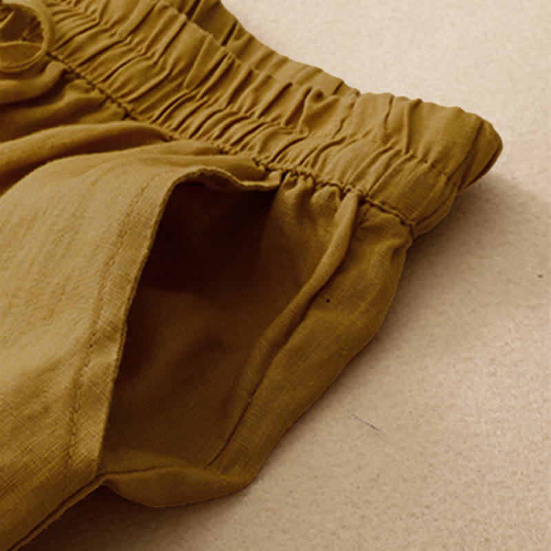 Buddha Stones Pantaloncini da donna estivi casual, minimalisti, con coulisse, ricami, linee ondulate e motivi geometrici, con tasche. - image 2