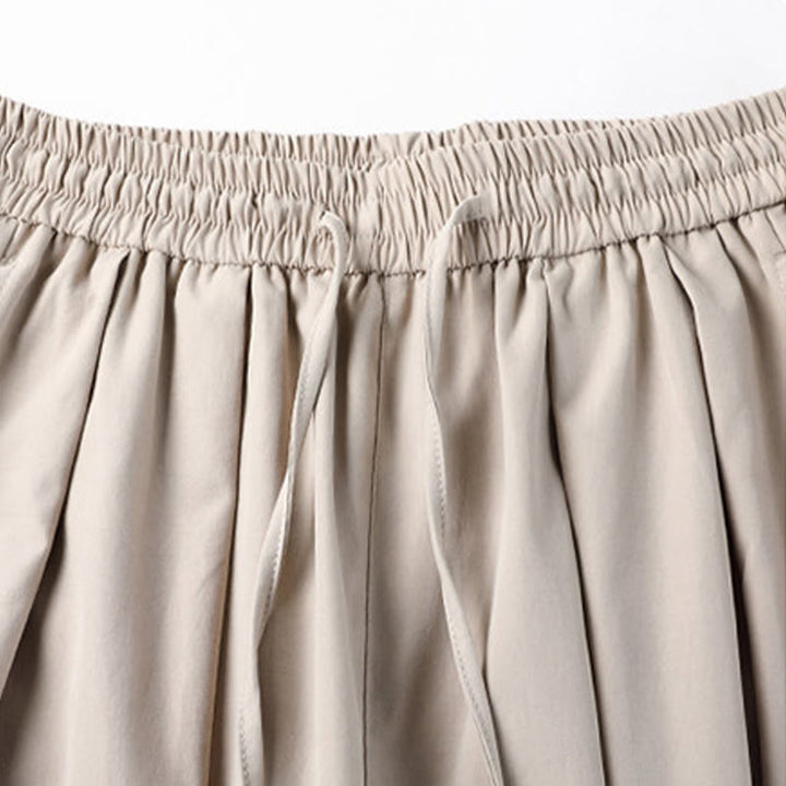 Buddha Stones Pantaloni capri estivi casual minimalisti con coulisse, pantaloni harem da uomo con tasche - image 19