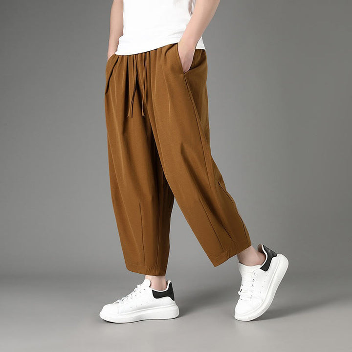 Buddha Stones Pantaloni capri estivi casual minimalisti con coulisse, pantaloni harem da uomo con tasche - Perù - US/UK/AU46, EU56 (5XL) - image 0