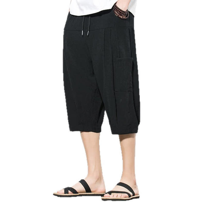 Buddha Stones Pantaloni corti da uomo estivi casual minimalisti con coulisse, tinta unita e tasca - image 14