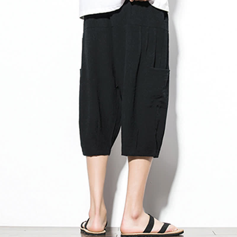 Buddha Stones Pantaloni corti da uomo estivi casual minimalisti con coulisse, tinta unita e tasca - image 13