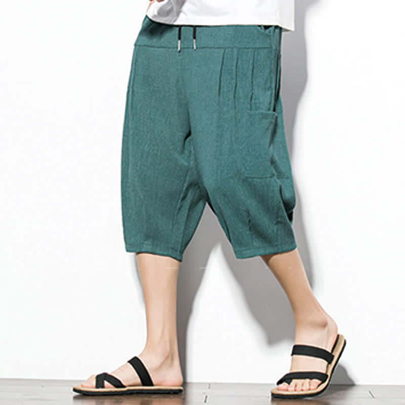 Buddha Stones Pantaloni corti da uomo estivi casual minimalisti con coulisse, tinta unita e tasca - image 6
