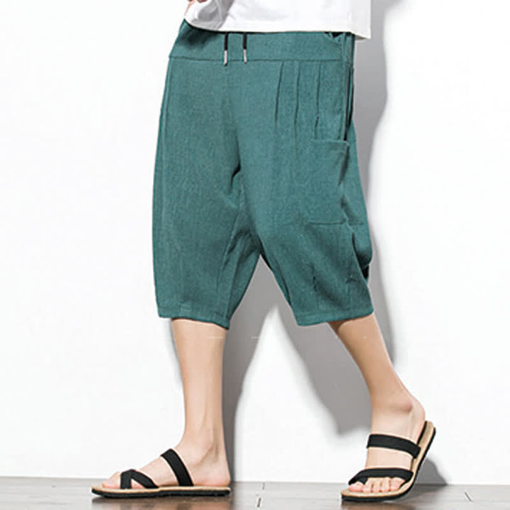 Buddha Stones Pantaloni corti da uomo estivi casual minimalisti con coulisse, tinta unita e tasca - image 6