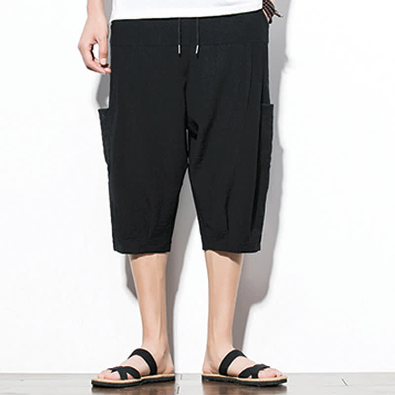 Buddha Stones Pantaloni corti da uomo estivi casual minimalisti con coulisse, tinta unita e tasca - image 15