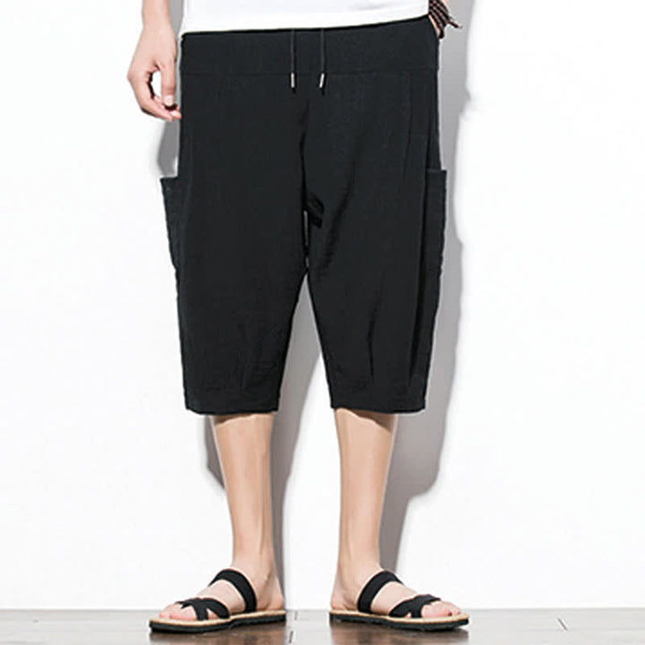 Buddha Stones Pantaloni corti da uomo estivi casual minimalisti con coulisse, tinta unita e tasca - image 15