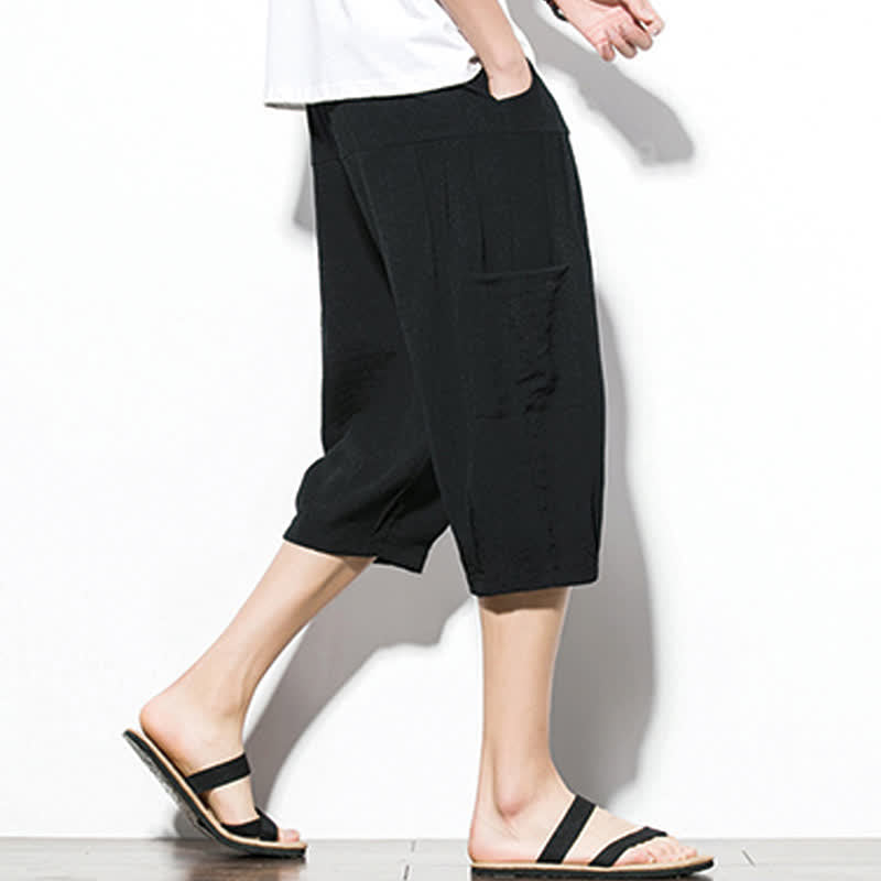 Buddha Stones Pantaloni corti da uomo estivi casual minimalisti con coulisse, tinta unita e tasca - image 10