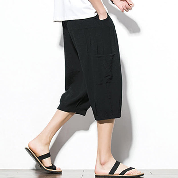 Buddha Stones Pantaloni corti da uomo estivi casual minimalisti con coulisse, tinta unita e tasca - image 10