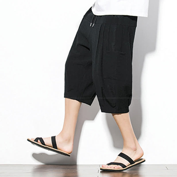 Buddha Stones Pantaloni corti da uomo estivi casual minimalisti con coulisse, tinta unita e tasca - image 17