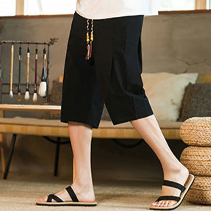 Buddha Stones Pantaloni corti da uomo estivi casual minimalisti con coulisse, tinta unita e tasca - image 15