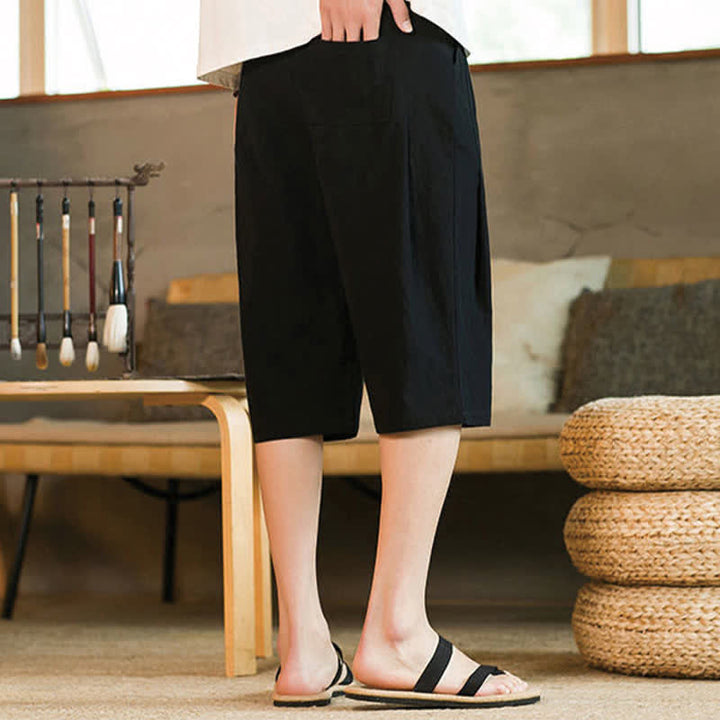 Buddha Stones Pantaloni corti da uomo estivi casual minimalisti con coulisse, tinta unita e tasca - image 11