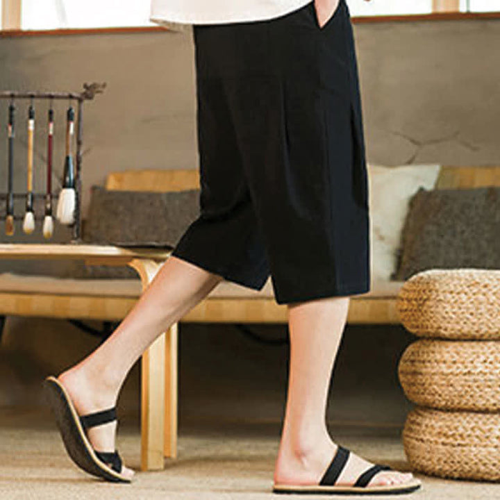 Buddha Stones Pantaloni corti da uomo estivi casual minimalisti con coulisse, tinta unita e tasca - image 14