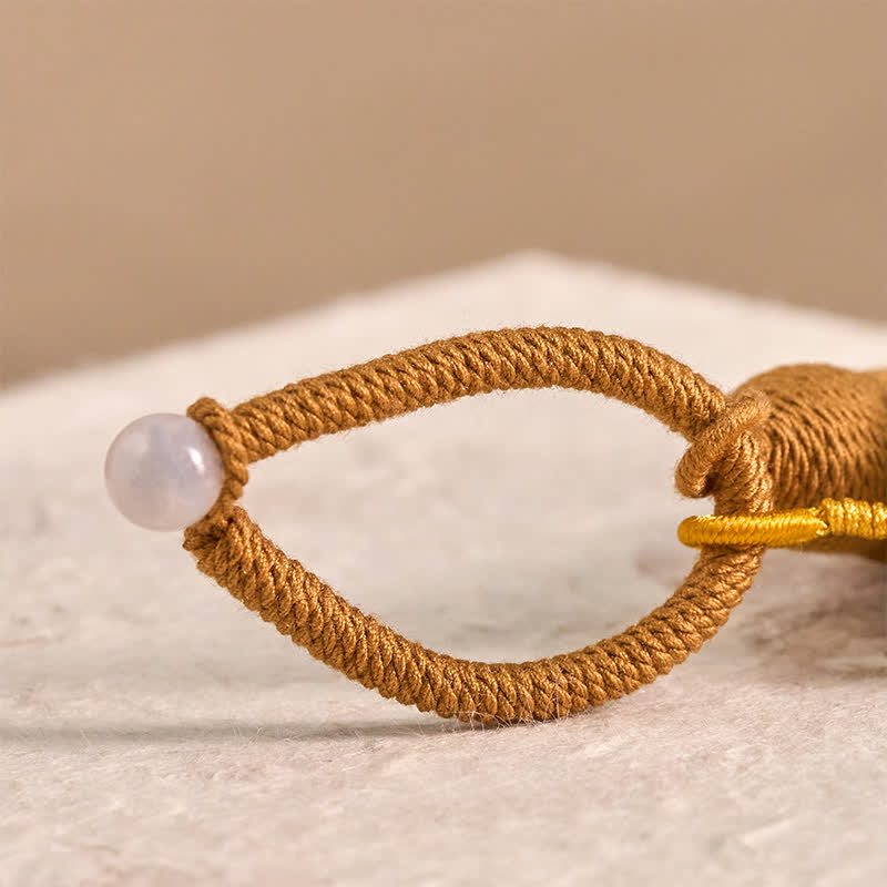 Buddha Stones Portachiavi con nappa a forma di gatto portafortuna in legno di faggio, fatti a mano. - image 9