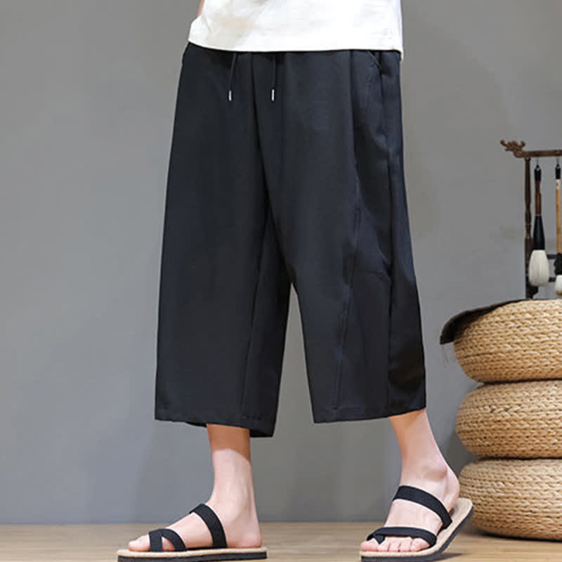 Buddha Stones Pantaloni corti da uomo estivi casual minimalisti con coulisse, tinta unita e tasca - image 13