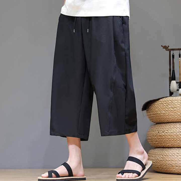 Buddha Stones Pantaloni corti da uomo estivi casual minimalisti con coulisse, tinta unita e tasca - image 13