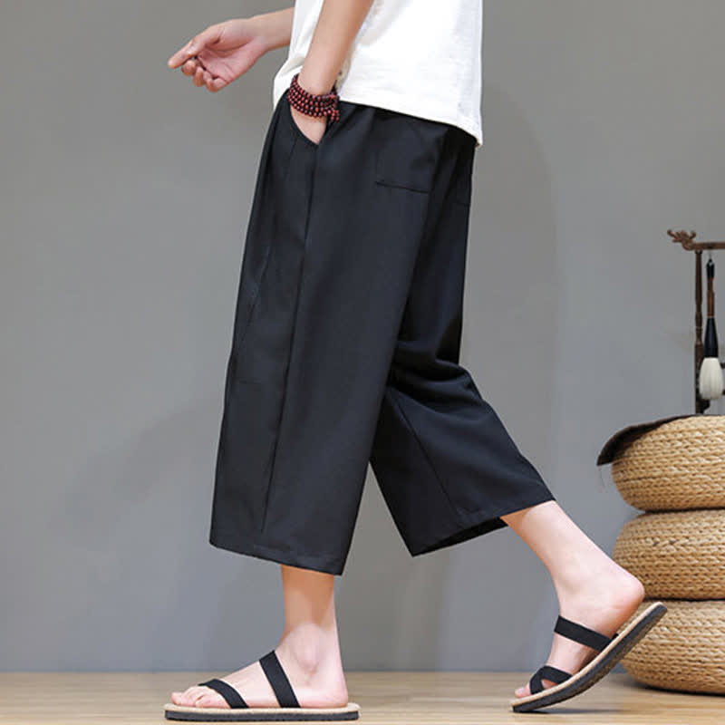 Buddha Stones Pantaloni corti da uomo estivi casual minimalisti con coulisse, tinta unita e tasca - image 18
