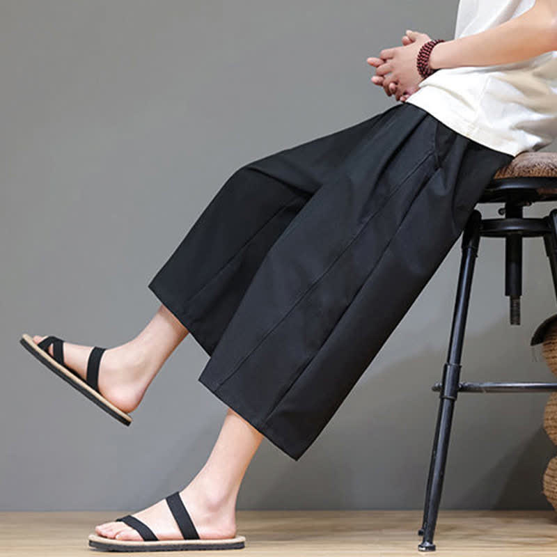 Buddha Stones Pantaloni corti da uomo estivi casual minimalisti con coulisse, tinta unita e tasca - Nero - US/UK/AU48, EU58 (5XL) - image 12