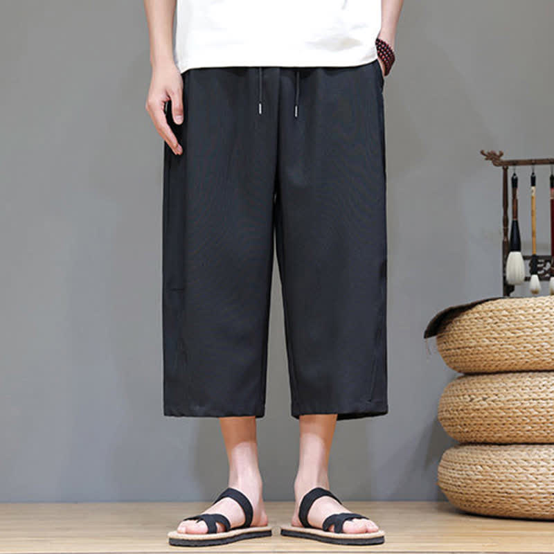 Buddha Stones Pantaloni corti da uomo estivi casual minimalisti con coulisse, tinta unita e tasca - image 14