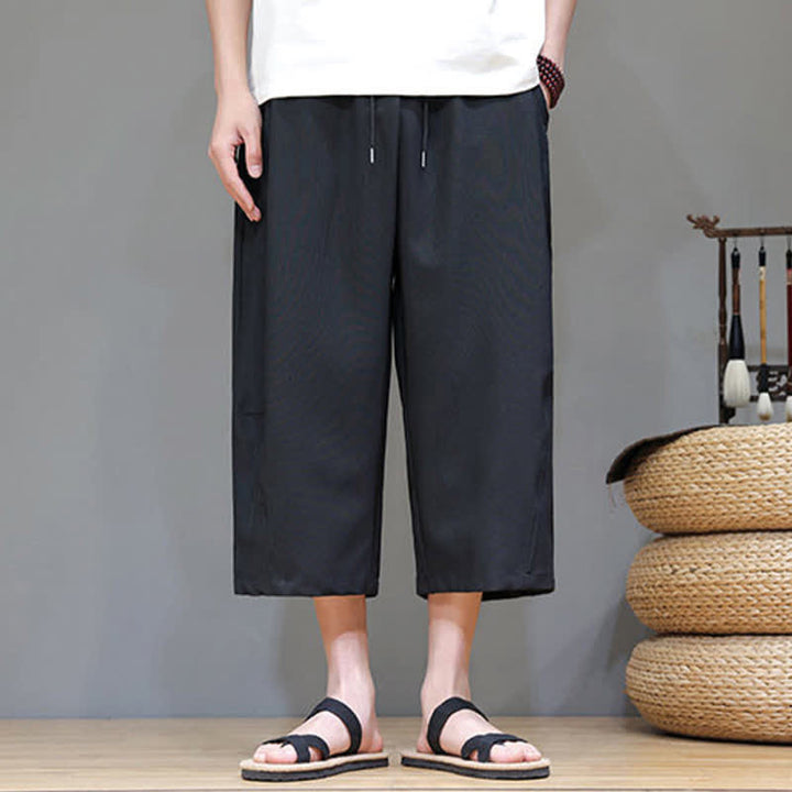 Buddha Stones Pantaloni corti da uomo estivi casual minimalisti con coulisse, tinta unita e tasca - image 14