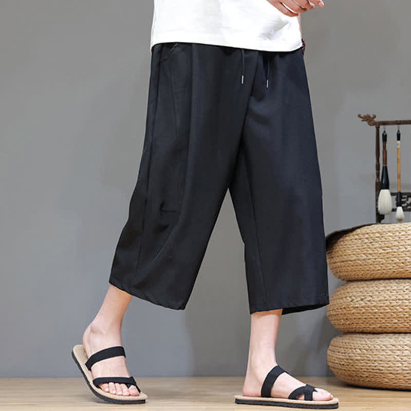 Buddha Stones Pantaloni corti da uomo estivi casual minimalisti con coulisse, tinta unita e tasca - image 20