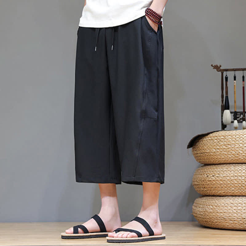 Buddha Stones Pantaloni corti da uomo estivi casual minimalisti con coulisse, tinta unita e tasca - image 15