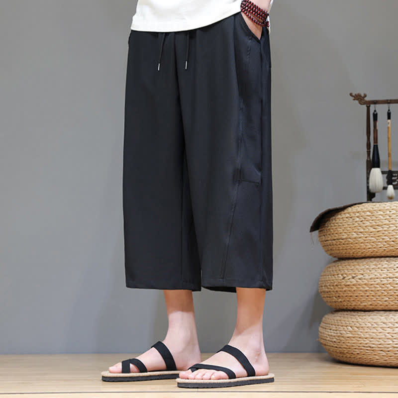 Buddha Stones Pantaloni corti da uomo estivi casual minimalisti con coulisse, tinta unita e tasca - image 19