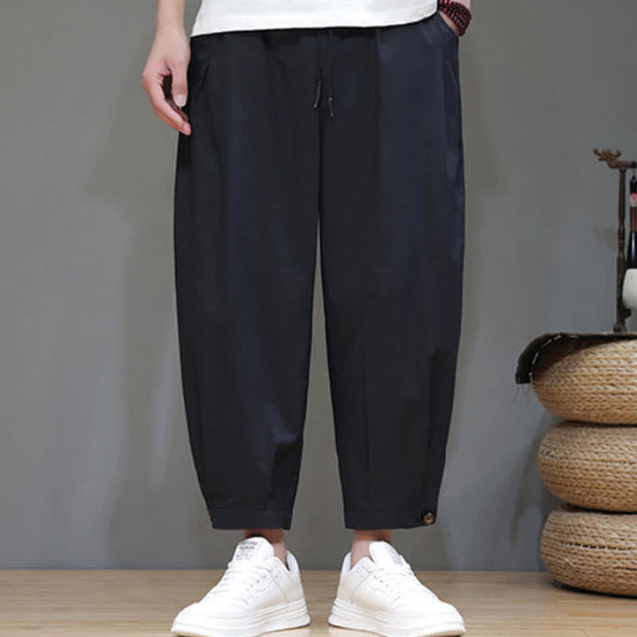 Buddha Stones Pantaloni corti da uomo estivi casual minimalisti con coulisse, tinta unita e tasca - Nero - US/UK/AU46, EU56 (5XL) - image 4