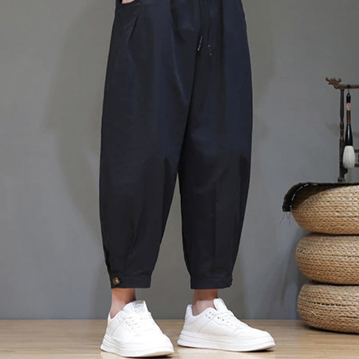 Buddha Stones Pantaloni corti da uomo estivi casual minimalisti con coulisse, tinta unita e tasca - image 10