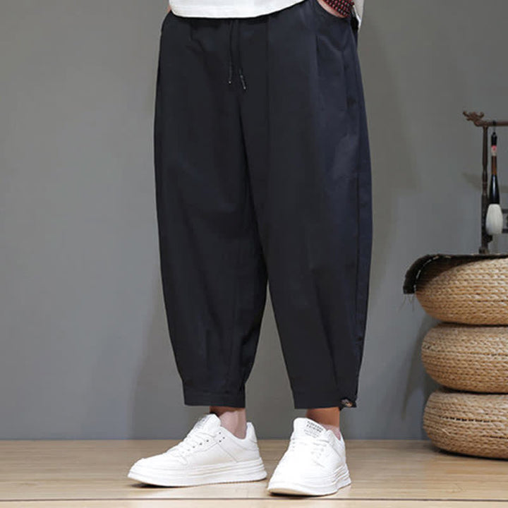 Buddha Stones Pantaloni corti da uomo estivi casual minimalisti con coulisse, tinta unita e tasca - image 5