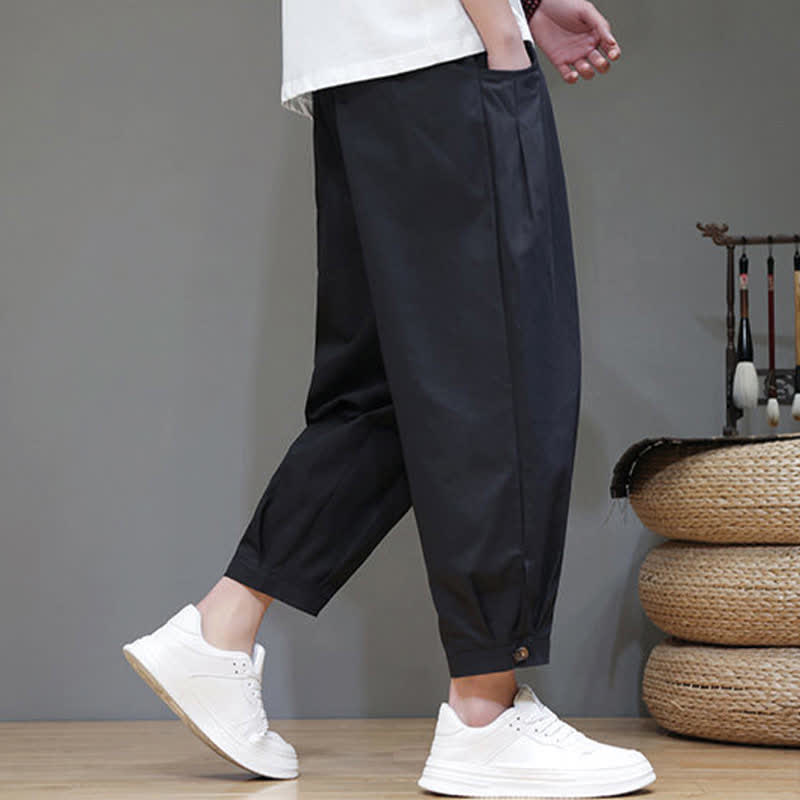 Buddha Stones Pantaloni corti da uomo estivi casual minimalisti con coulisse, tinta unita e tasca - image 7