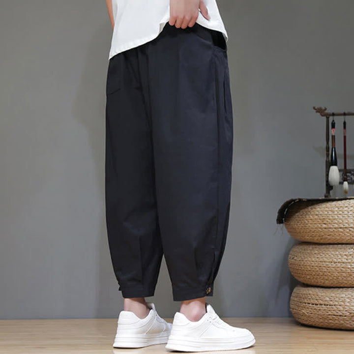 Buddha Stones Pantaloni corti da uomo estivi casual minimalisti con coulisse, tinta unita e tasca - image 6
