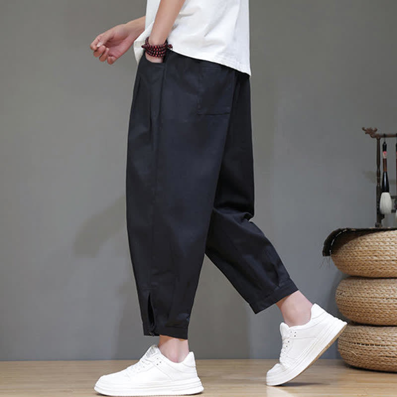 Buddha Stones Pantaloni corti da uomo estivi casual minimalisti con coulisse, tinta unita e tasca - image 9