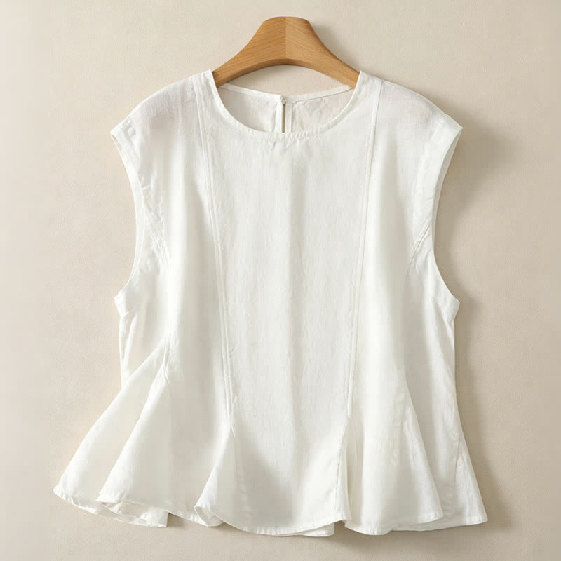 Buddha Stones Canotta estiva casual ed elegante da donna, senza maniche. - Bianco - US8-10, UK/AU12-14, EU40-42 (2XL) - image 12