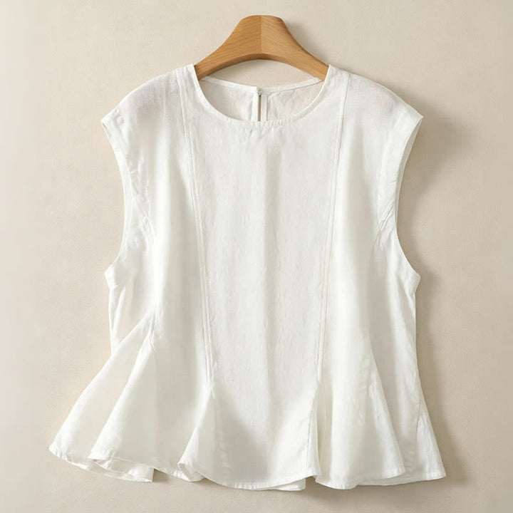 Buddha Stones Canotta estiva casual ed elegante da donna, senza maniche. - Bianco - US8-10, UK/AU12-14, EU40-42 (2XL) - image 12