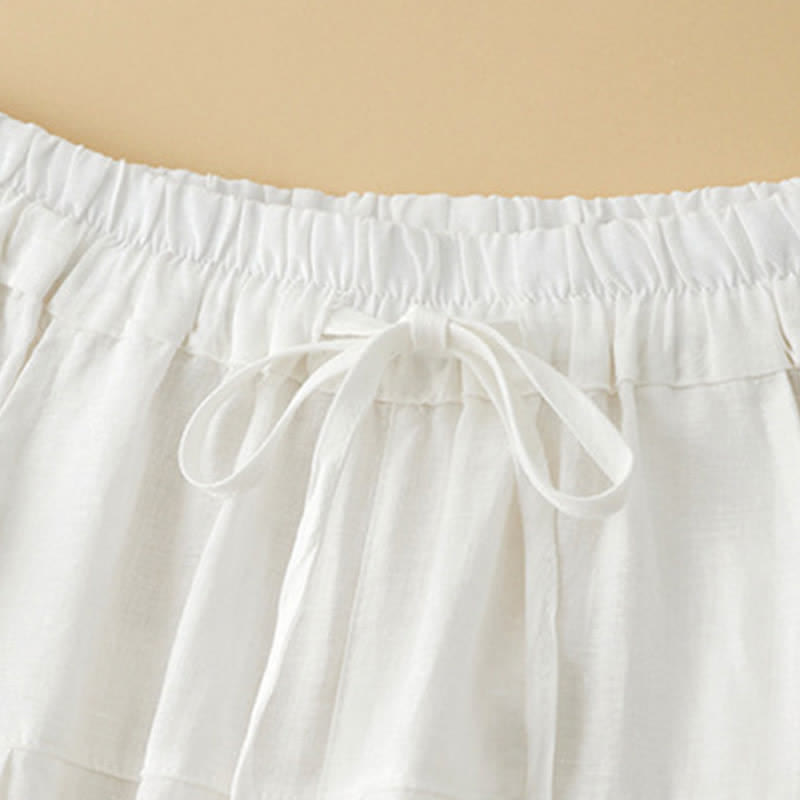 Buddha Stones Pantaloni estivi casual minimalisti con coulisse, tinta unita, alla caviglia, pantaloni harem da donna con tasca - image 14