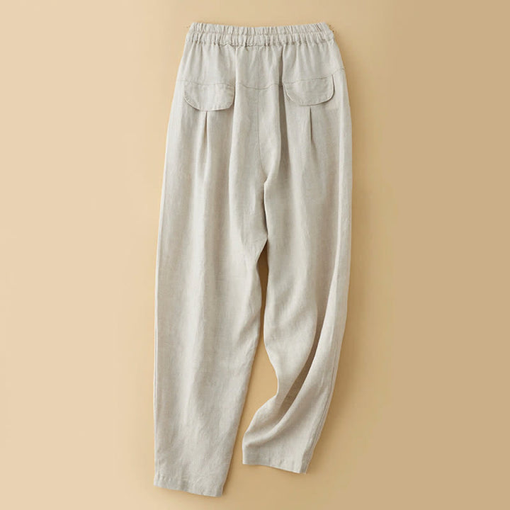 Buddha Stones Pantaloni estivi casual minimalisti con coulisse, tinta unita, alla caviglia, pantaloni harem da donna con tasca - image 8