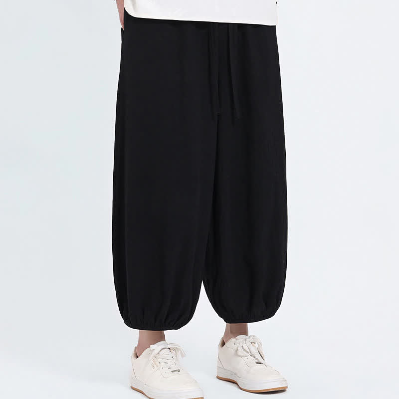 Buddha Stones Pantaloni harem da uomo estivi, casual, con coulisse e tasche, modello corto, stile Tang. - image 10