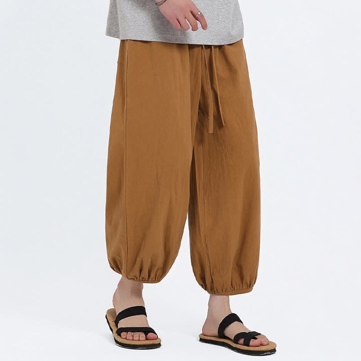 Buddha Stones Pantaloni harem da uomo estivi, casual, con coulisse e tasche, modello corto, stile Tang. - image 18
