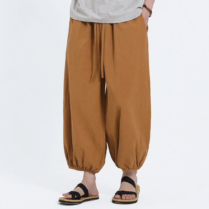 Buddha Stones Pantaloni harem da uomo estivi, casual, con coulisse e tasche, modello corto, stile Tang. - image 20