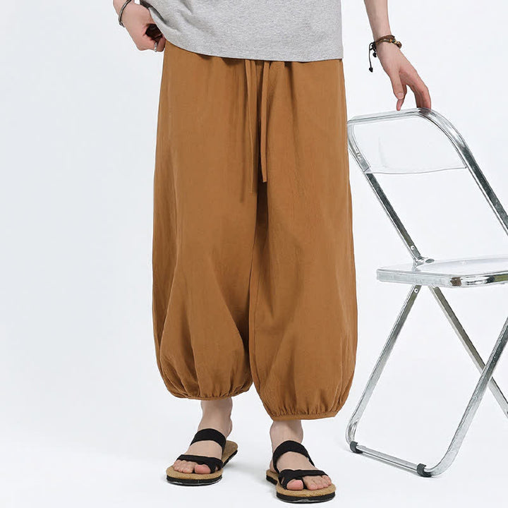 Buddha Stones Pantaloni harem da uomo estivi, casual, con coulisse e tasche, modello corto, stile Tang. - image 22