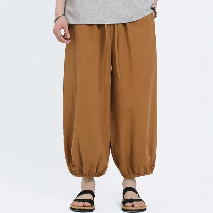 Buddha Stones Pantaloni harem da uomo estivi, casual, con coulisse e tasche, modello corto, stile Tang. - image 21