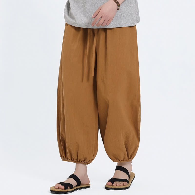 Buddha Stones Pantaloni harem da uomo estivi, casual, con coulisse e tasche, modello corto, stile Tang. - image 17
