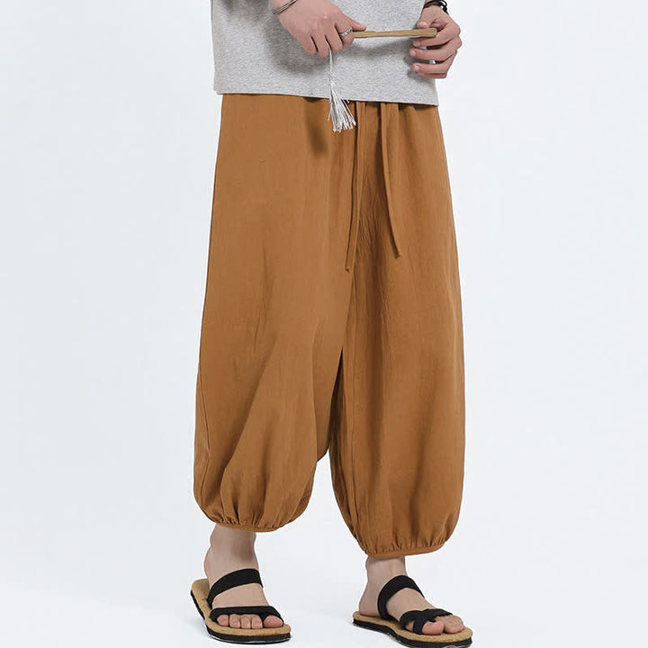 Buddha Stones Pantaloni harem da uomo estivi, casual, con coulisse e tasche, modello corto, stile Tang. - image 16