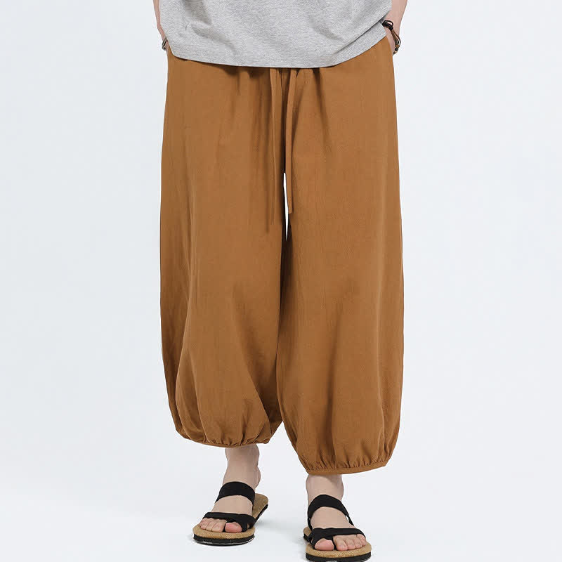 Buddha Stones Pantaloni harem da uomo estivi, casual, con coulisse e tasche, modello corto, stile Tang. - image 19