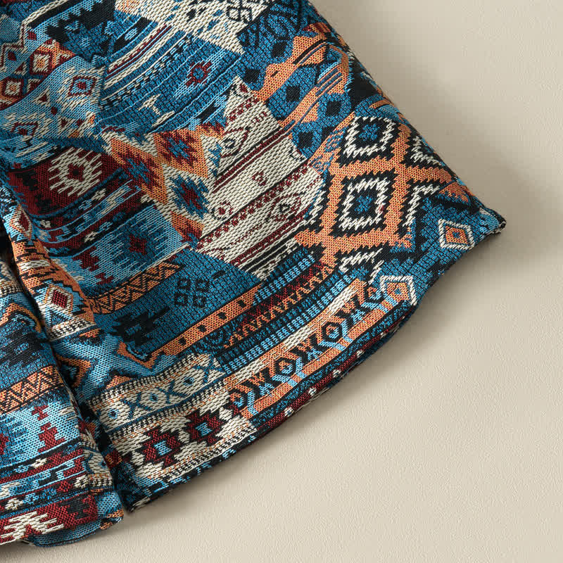 Pantaloncini da uomo estivi casual boho con coulisse e motivo geometrico a Buddha Stones, con tasche. - image 9