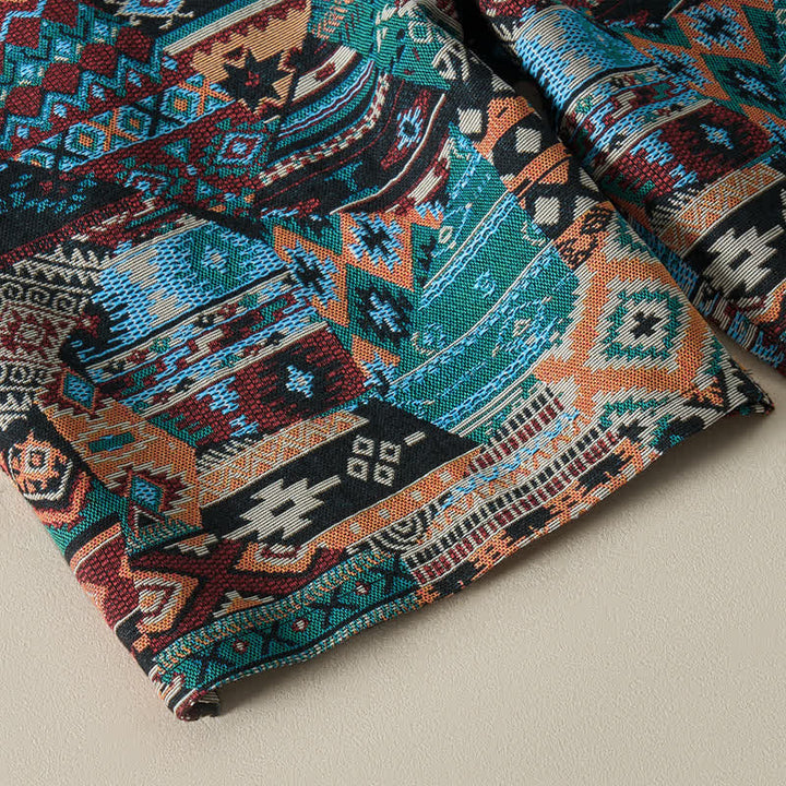 Pantaloncini da uomo estivi casual boho con coulisse e motivo geometrico a Buddha Stones, con tasche. - image 16