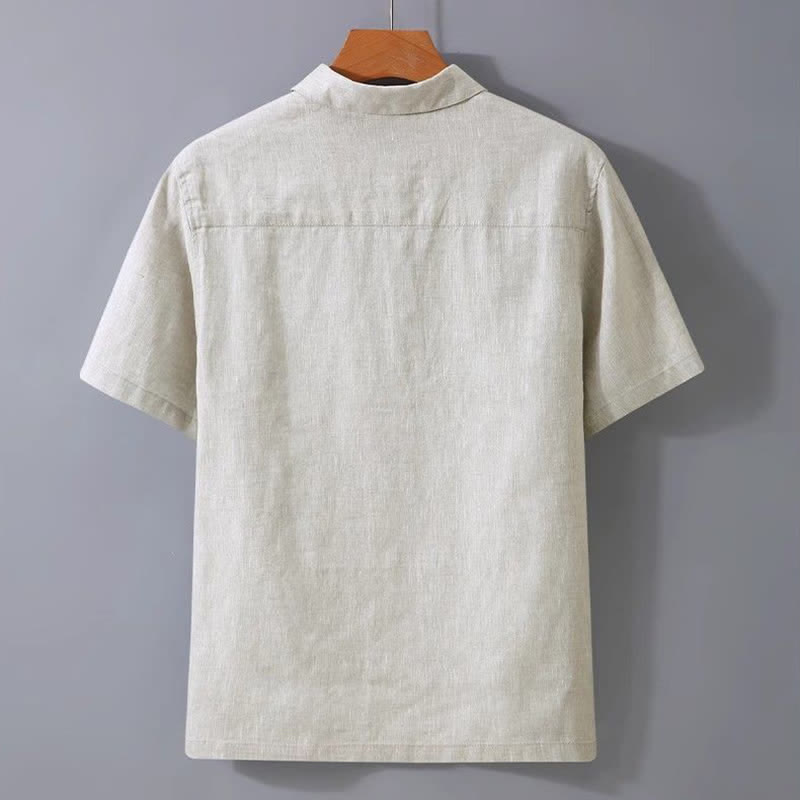 Buddha Stones Camicia da uomo estiva casual minimalista a maniche corte con bottoni. - image 1