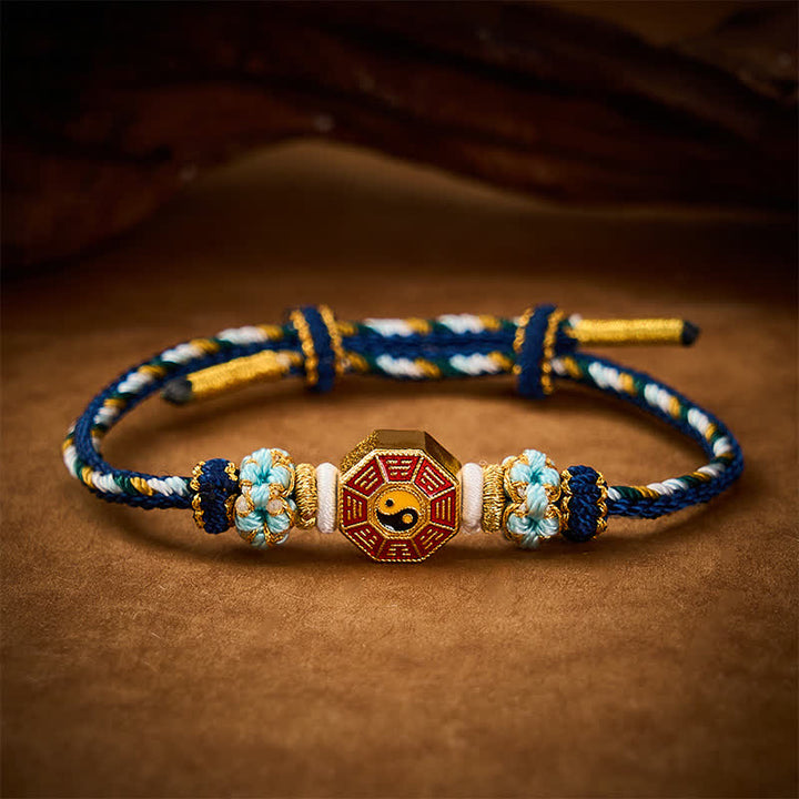 Buddha Stones Braccialetto tibetano intrecciato a mano con ciondolo Bagua colorato e moneta cinese Bagua. - image 18