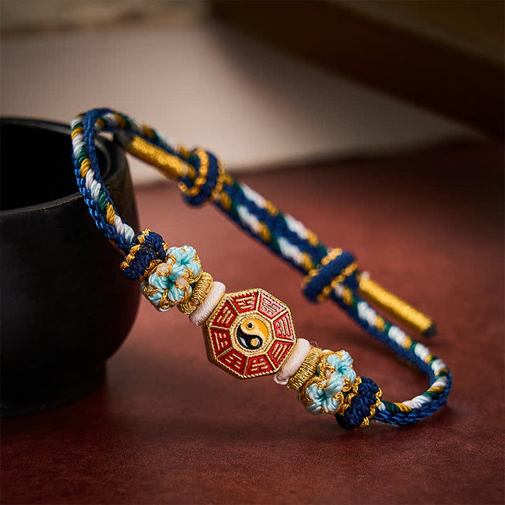 Buddha Stones Braccialetto tibetano intrecciato a mano con ciondolo Bagua colorato e moneta cinese Bagua. - image 17