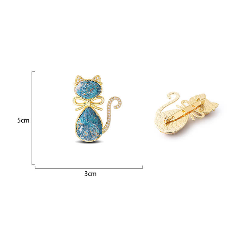 Buddha Stones Spilla con fiocco a gatto in broccato Pearl Song Purity - image 14